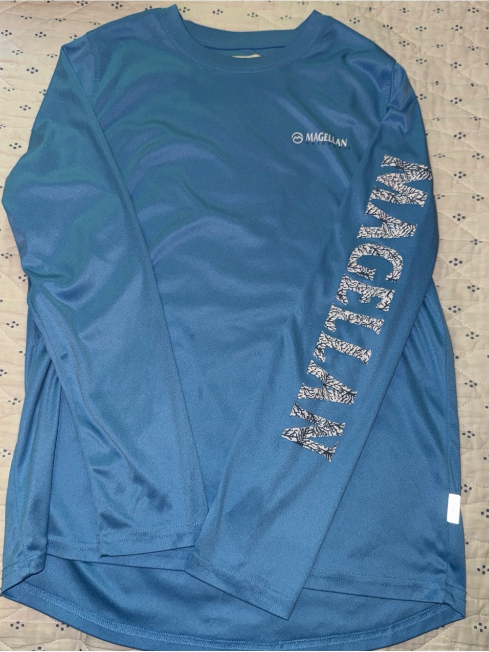 Magellan Boys Blue Long Sleeve Shirt Classic Fit Fishing Gear Size Large (14-16)